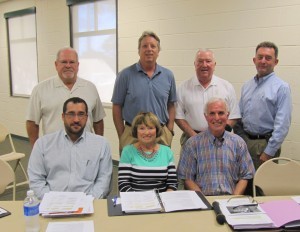 The Village of Estero Planning and Zoning Board, seated (left to right) Ryan Binkowski, Marlene Naratil, Chairman Roger Strelow. Standing (left to right) David Crawford, Ned Dewhirst, Scotty Wood, Jeff Maas.