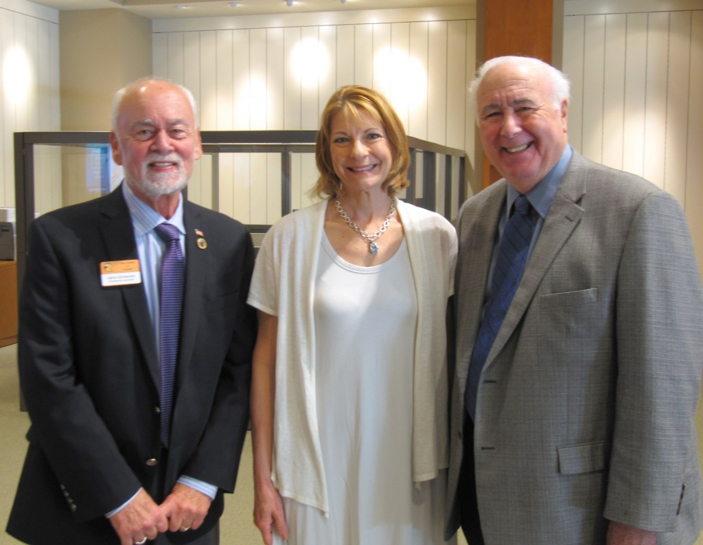 Estero Chamber of Commerce Chairman of the Board Gene Montenieri, LMHS Project Director Suzanne Bradach and Village of Estero Mayor Nick Batos participated in the LMHS Healthy Life Center ribbon-cutting event on December 12, 2015.