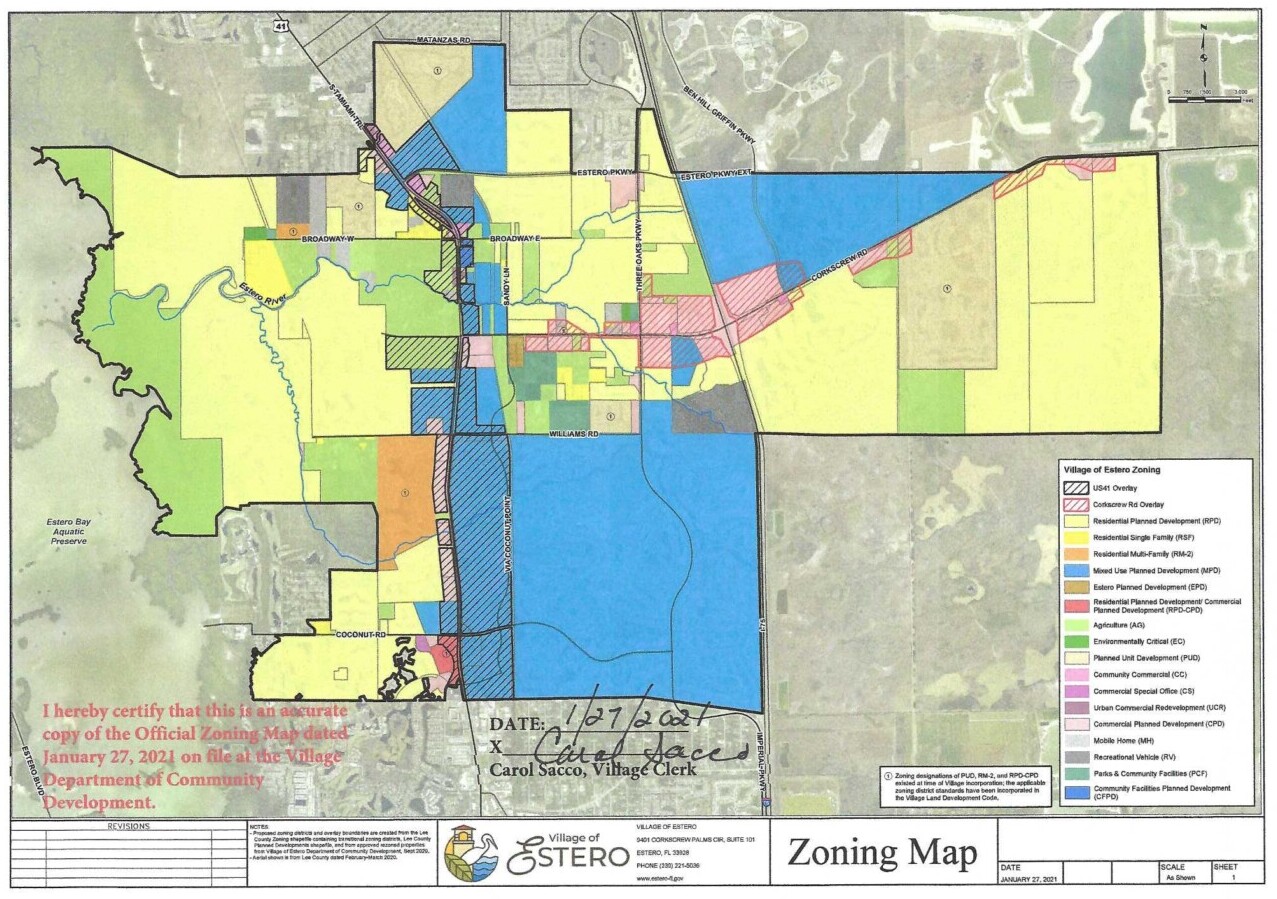 OFFICIAL ZONING MAP - Village of Estero, FL